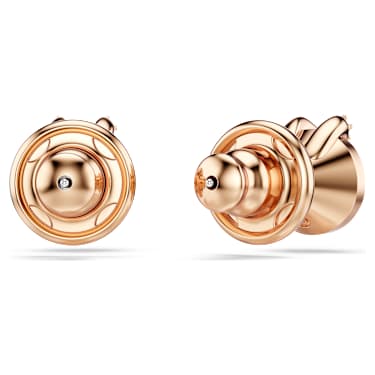 Bella V stud earrings, Round cut, Pavé, Pink, Rose gold-tone plated - Swarovski, 5743011