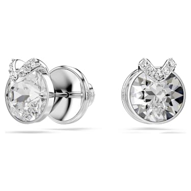 Bella 耳钉, 圆形切割, 密镶, 白色, 镀铑 - Swarovski, 5743012