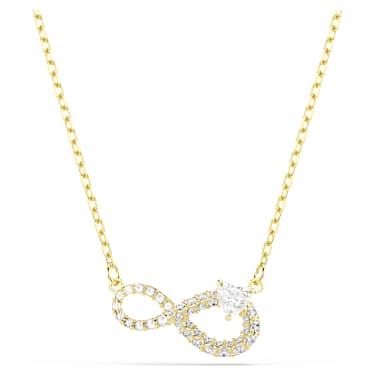Collier Hyperbola, Taille cœur, Pavé, Infini, Blanc, Placage de ton or - Swarovski, 5743013