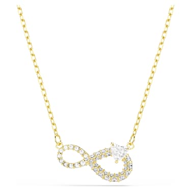 Verižica Hyperbola, Rez v obliki srca, Pavé, Infinity, Bela, V videzu 18-karatnega zlata - Swarovski, 5743013