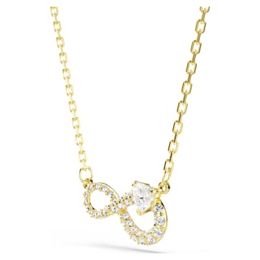 Verižica Hyperbola, Rez v obliki srca, Pavé, Infinity, Bela, V videzu 18-karatnega zlata - Swarovski, 5743013