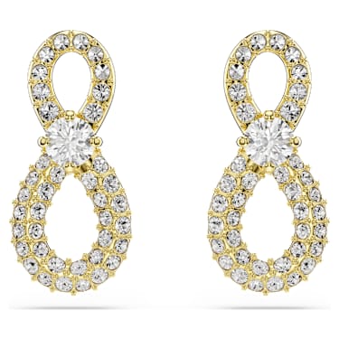 Hyperbola 耳钉, 圆形切割, 密镶, Infinity, 白色, 镀金色调 - Swarovski, 5743014