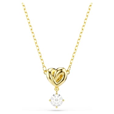 Pendentif Lifelong, Taille ronde, Cœur, Blanc, Doré à l’or 18 carats (750/1000) - Swarovski, 5743016