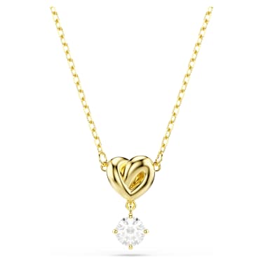 Lifelong medál, Körmetszéses, Szív, Fehér, 18 kt-os aranybevonat - Swarovski, 5743016