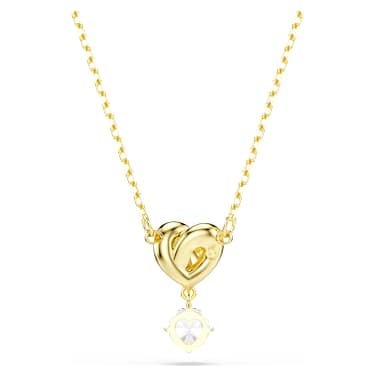 Lifelong จี้สร้อยคอ, เจียระไนทรงกลม, หัวใจ, ขาว, ตกแต่งผิวด้วยทองคำ 18K - Swarovski, 5743016