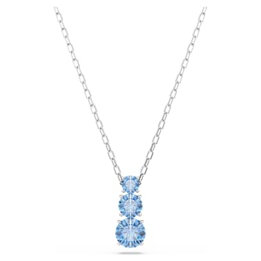 Stilla Attract 链坠, 圆形切割, 蓝色, 镀铑 - Swarovski, 5743022