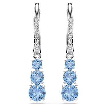 Stilla Attract hoop earrings, Round cut, Pavé, Blue, Rhodium plated - Swarovski, 5743023
