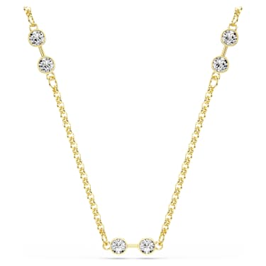 Swarovski Remix ketting, Ronde slijpvorm, Wit, Goudkleurige toplaag - Swarovski, 5743027