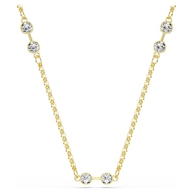 Swarovski Remix 네크리스, 라운드 컷, 화이트, 골드 톤 플래팅 - Swarovski, 5743027