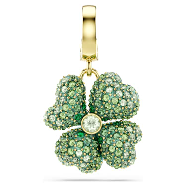Charm Idyllia, Trevo de quatro folhas, Verde, Lacado a dourado - Swarovski, 5743130