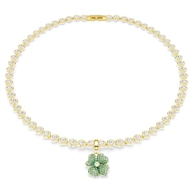 Charm Idyllia, Trèfle à quatre feuilles, Vert, Doré à l’or 18 carats (750/1000) - Swarovski, 5743130