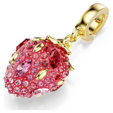 Charm Idyllia, Tailles variées, Fraise, Rouge, Doré à l’or 18 carats (750/1000) - Swarovski, 5743136