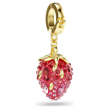 Charm Idyllia, Taglio misto, Fragola, Rosso, Finitura oro 18K - Swarovski, 5743136