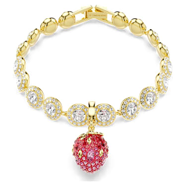 Idyllia 吊飾, 混合式切割, 草莓, 紅色, 鍍金（金色飾面） - Swarovski, 5743136