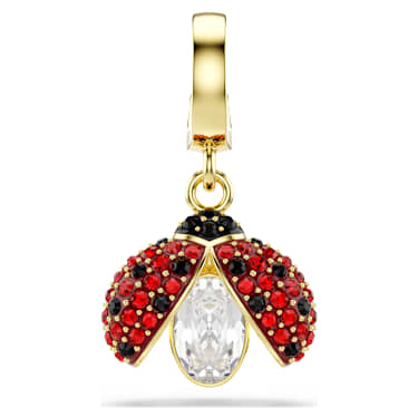 Idyllia charm, Mixed cuts, Ladybug, Red, 18K gold finish - Swarovski, 5743138