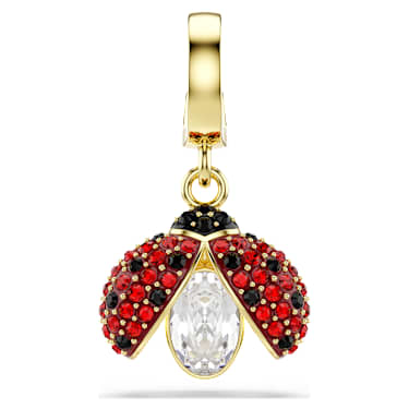 Idyllia 吊坠, 混合切割, 瓢虫, 红色, 金色饰面 - Swarovski, 5743138