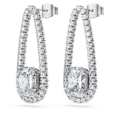 Octagon Tennis 穿孔耳环, 总重 7.95 克拉培育钻石, 混合造型, 18K 金（白色) - Swarovski, 5743353