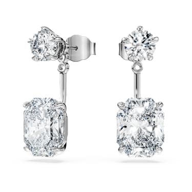 Octagon earring jackets, Lab-grown diamonds 9.65 ct tw, Mixed shapes, 18K white gold - Swarovski, 5743354