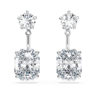 Octagon earring jackets, Lab-grown diamonds 9.65 ct tw, Mixed shapes, 18K white gold - Swarovski, 5743354