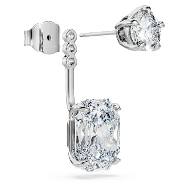 Octagon 耳托耳环, 总重 9.65 克拉培育钻石, 混合造型, 18K 金（白色) - Swarovski, 5743354