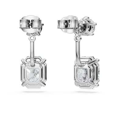 Octagon 耳托耳环, 总重 9.65 克拉培育钻石, 混合造型, 18K 金（白色) - Swarovski, 5743354