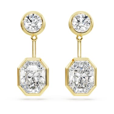 Octagon 耳托耳环, 总重 7.70 克拉培育钻石, 混合造型, 18K 金（黄色) - Swarovski, 5743356