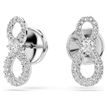 Cercei stud Hyperbola, Tăietură rotundă, Pavé, Infinit, Albi, Placat cu rodiu - Swarovski, 5743380