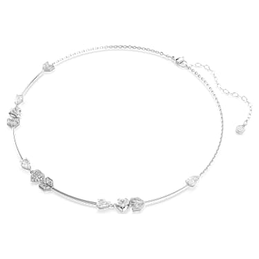 Náhrdelník Idyllia, Srdce se šípem, Bílá, Pokoveno rhodiem - Swarovski, 5743411