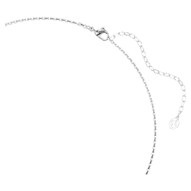 Idyllia necklace, Heart with arrow, White, Rhodium plated - Swarovski, 5743411
