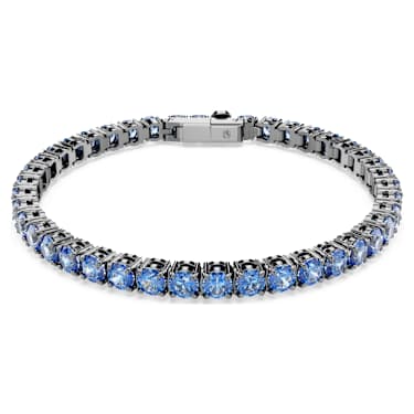Bracelete Tennis Matrix, Lapidação redonda, Azul, Lacado a ruténio - Swarovski, 5743438