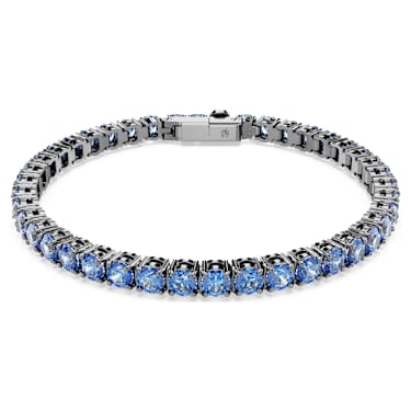 Bracelete Tennis Matrix, Lapidação redonda, Azul, Lacado a ruténio - Swarovski, 5743438