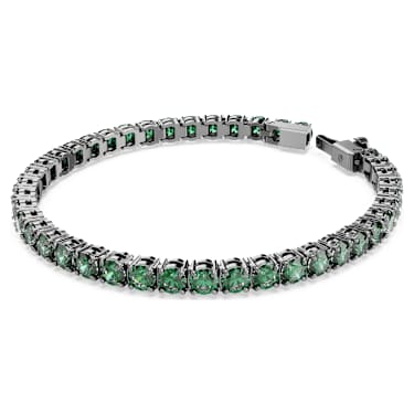 Brățară Tennis Matrix, Tăietură rotundă, Verde, Placat cu ruteniu - Swarovski, 5743445