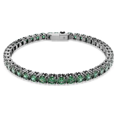 Matrix สร้อยข้อมือ Tennis, เจียระไนทรงกลม, เขียว, เคลือบรูทีเนียม - Swarovski, 5743447