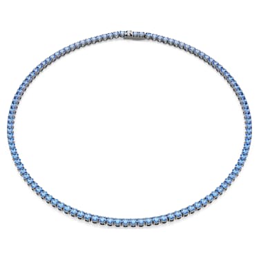 Colar Tennis Matrix, Lapidação redonda, Azul, Lacado a ruténio - Swarovski, 5743450