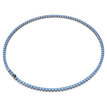 Collier Tennis Matrix, Taille ronde, Bleu, Métal plaqué ruthénium - Swarovski, 5743451