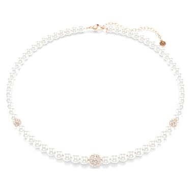 Colar Matrix, Crystal Pearl, Lapidação redonda, Branco, Acabamento em ouro rosa de 18 quilates - Swarovski, 5743457