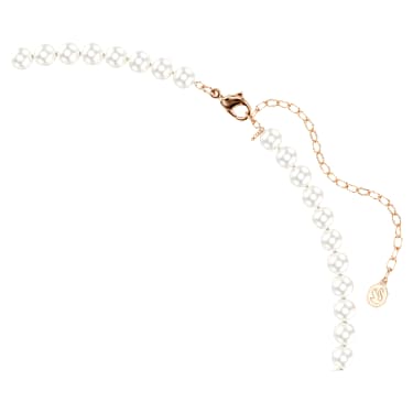 Matrix สร้อยคอ, มุกคริสตัล, เจียระไนทรงกลม, ขาว, เคลือบโทนสีโรสโกลด์ - Swarovski, 5743457