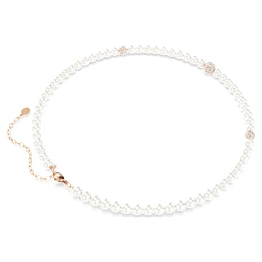 Matrix 项链, 仿水晶珍珠, 圆形切割, 白色, 镀玫瑰金色调 - Swarovski, 5743457