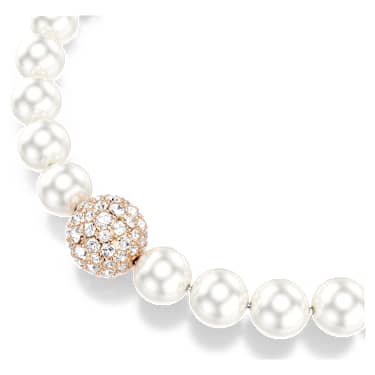 Matrix สร้อยข้อมือ, มุกคริสตัล, เจียระไนทรงกลม, ขาว, เคลือบโทนสีโรสโกลด์ - Swarovski, 5743458