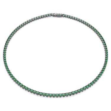 Matrix Tennis necklace, Round cut, Green, Ruthenium plated - Swarovski, 5743471