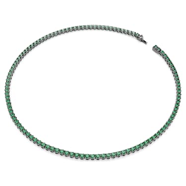 Collar Tennis Matrix, Talla redonda, Verde, Baño de rutenio - Swarovski, 5743472