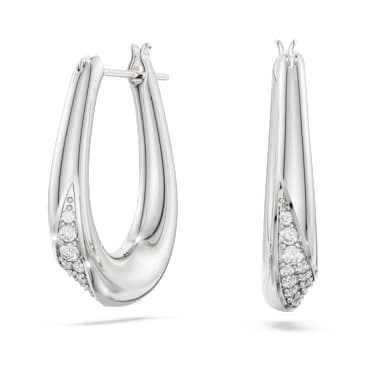 Swarovski Classica 大圈耳環, 圓形切割, 細碼, 白色, 925 銀 - Swarovski, 5743474