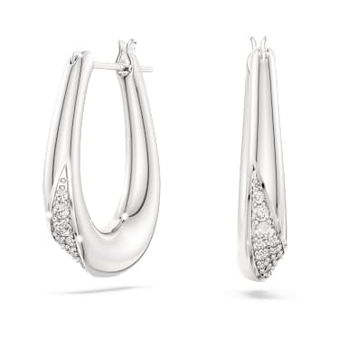 Swarovski Classica 大圈耳環, 圓形切割, 細碼, 白色, 925 銀 - Swarovski, 5743474