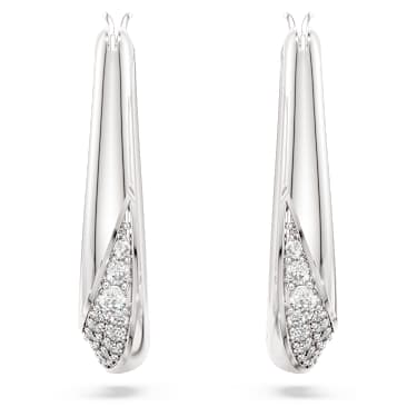 Swarovski Classica 大圈耳環, 圓形切割, 細碼, 白色, 925 銀 - Swarovski, 5743474
