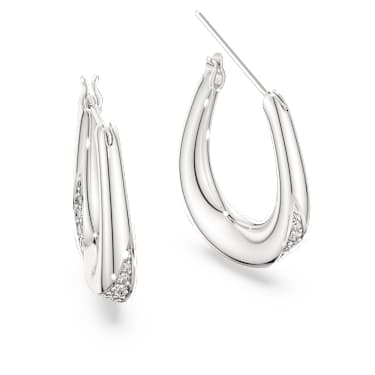 Swarovski Classica 大圈耳環, 圓形切割, 細碼, 白色, 925 銀 - Swarovski, 5743474