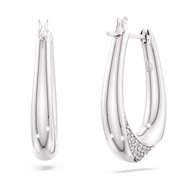 Swarovski Classica 大圈耳環, 圓形切割, 細碼, 白色, 925 銀 - Swarovski, 5743474