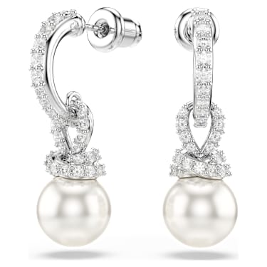 Swarovski クリスタルドロップピアス Originally ドロップピアス, クリスタル・パール, パヴェ, ホワイト