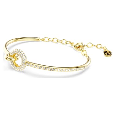 Dextera กำไล, เจียระไนทรงกลม, ขาว, เคลือบโทนสีทอง - Swarovski, 5743568