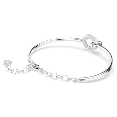 Brazalete Dextera, Talla redonda, Blanco, Baño de rodio - Swarovski, 5743569