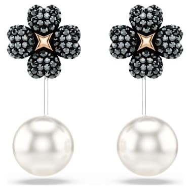 Pendientes Latisha, Pavé, Trébol, Negros, Combinación de acabados metálicos - Swarovski, 5743573